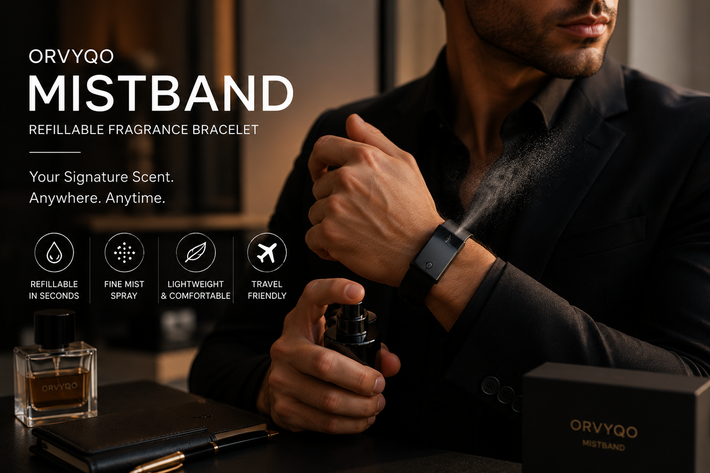 Orvyqo MistBand – Refillable Fragrance Bracelet